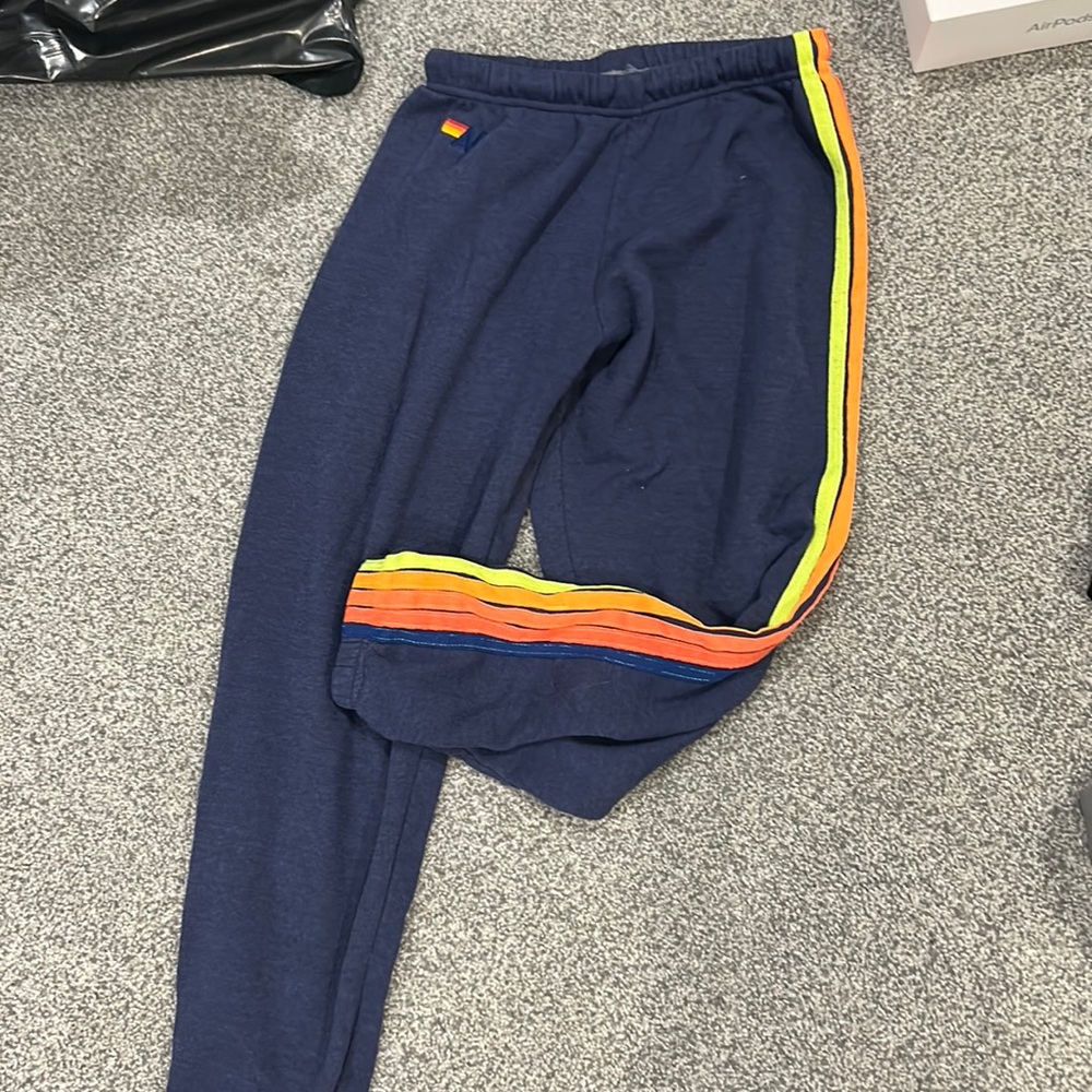 5 Stripe Sweatpants - Navy & Neon Stripes